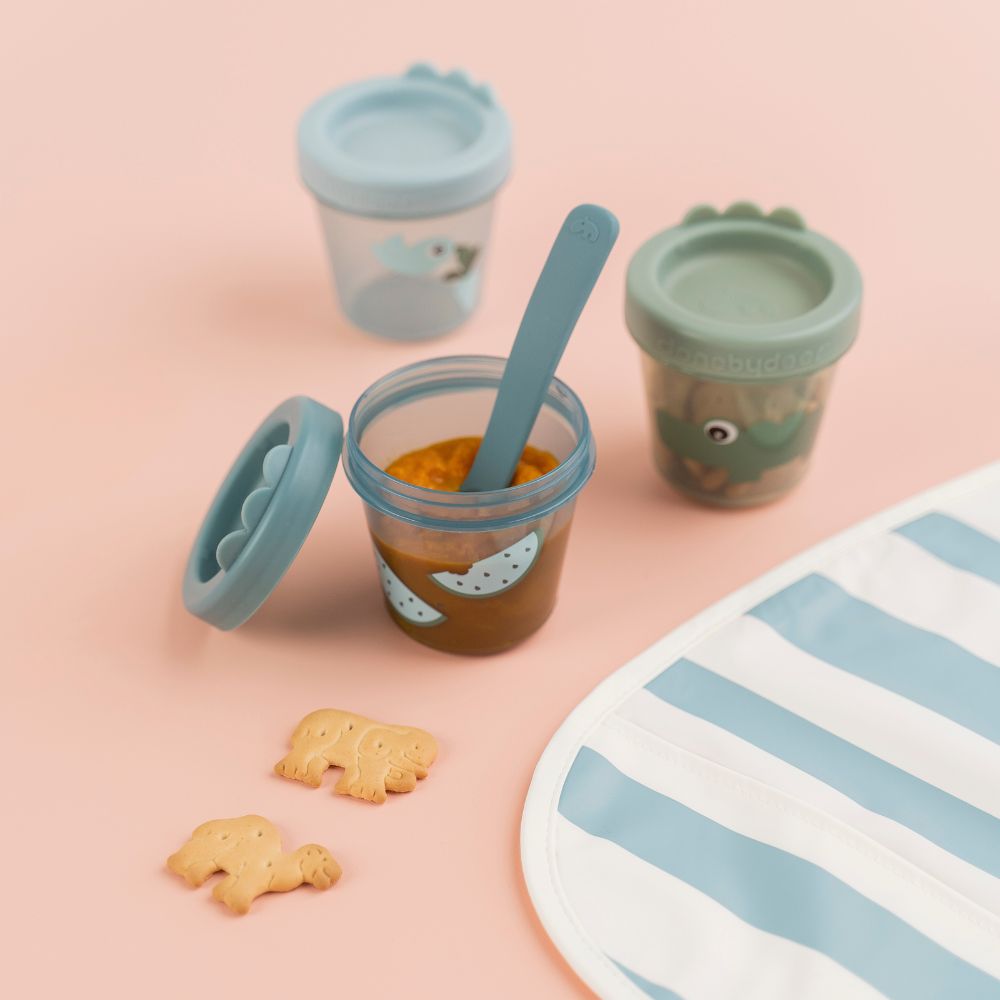 Done by Deer Baby food container 3-pack Croco Green