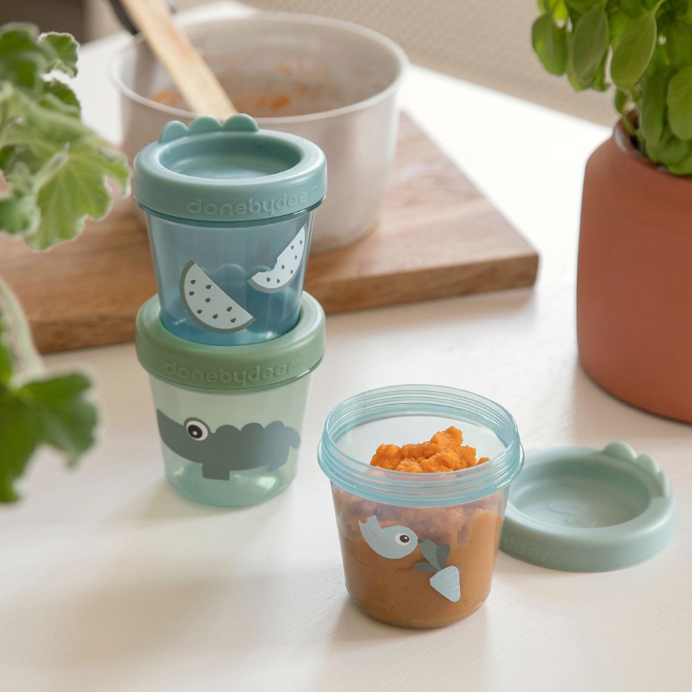 Done by Deer Baby food container 3-pack Croco Green