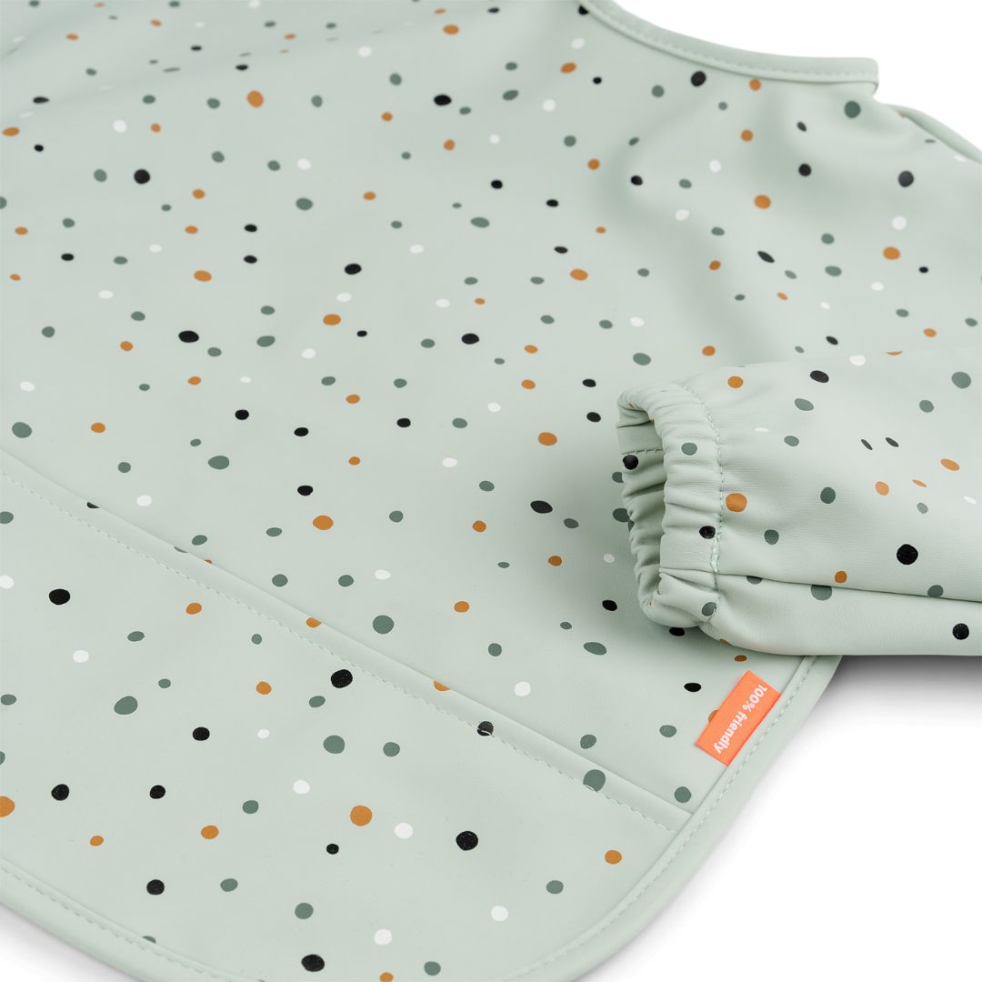 Done by Deer Sleeved pocket bib Happy dots Green